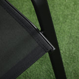 easycomfort easycomfort set da giardino 3 pezzi con tavolino e 2 sedie impilabili in acciaio e tessuto traforato nero