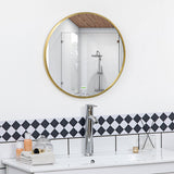 easycomfort easycomfort specchio bagno rotondo con cornice da parete in lega di alluminio 50x2cm oro