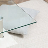 easycomfort easycomfort tavolino da caffe moderno a 2 livelli in vetro e legno 90x50x42cm bianco