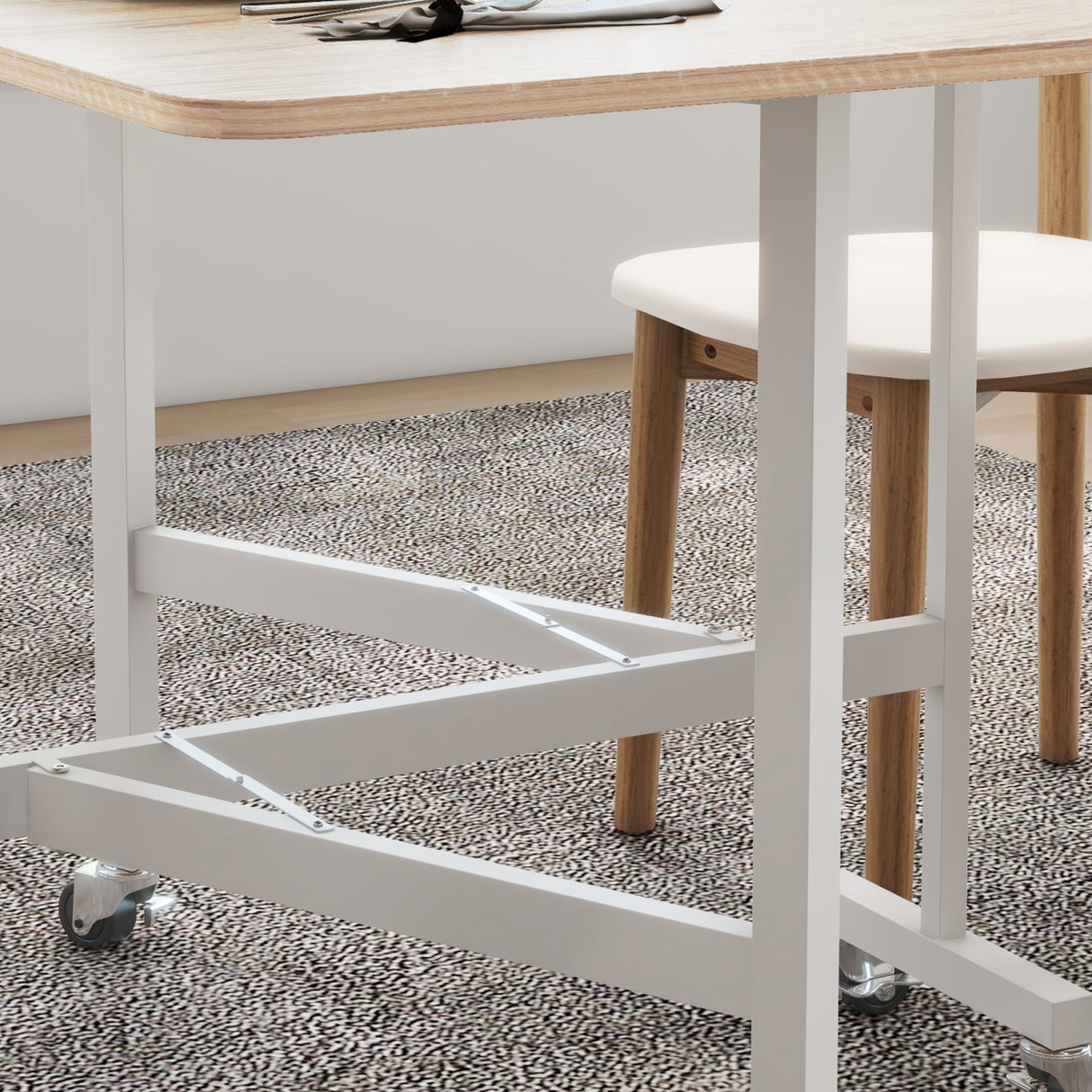 easycomfort easycomfort tavolo pieghevole moderno a 2 ribalte con rotelle in mdf e acciaio 120x80x73cm marrone