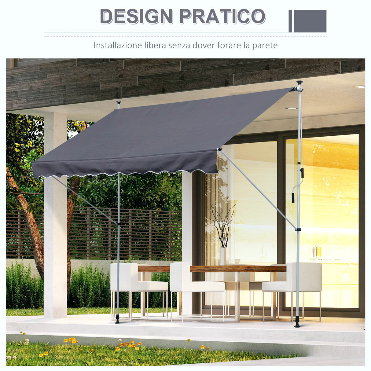 easycomfort easycomfort tenda da sole 3x1 5 m a bracci con manovella struttura telescopica in metallo e parasole in poliestere