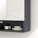 easycomfort easycomfort armadietto con specchiera bagno a 2 ante e mensole regolabili in legno 55x17x55cm grigio