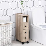 easycomfort easycomfort armadietto da bagno a colonna mobile bagno con 4 ruote 1 cassetto 1 armadietto con anta 2 armadietti aperti color rovere 18x30x68 5 cm ean 8054111841085