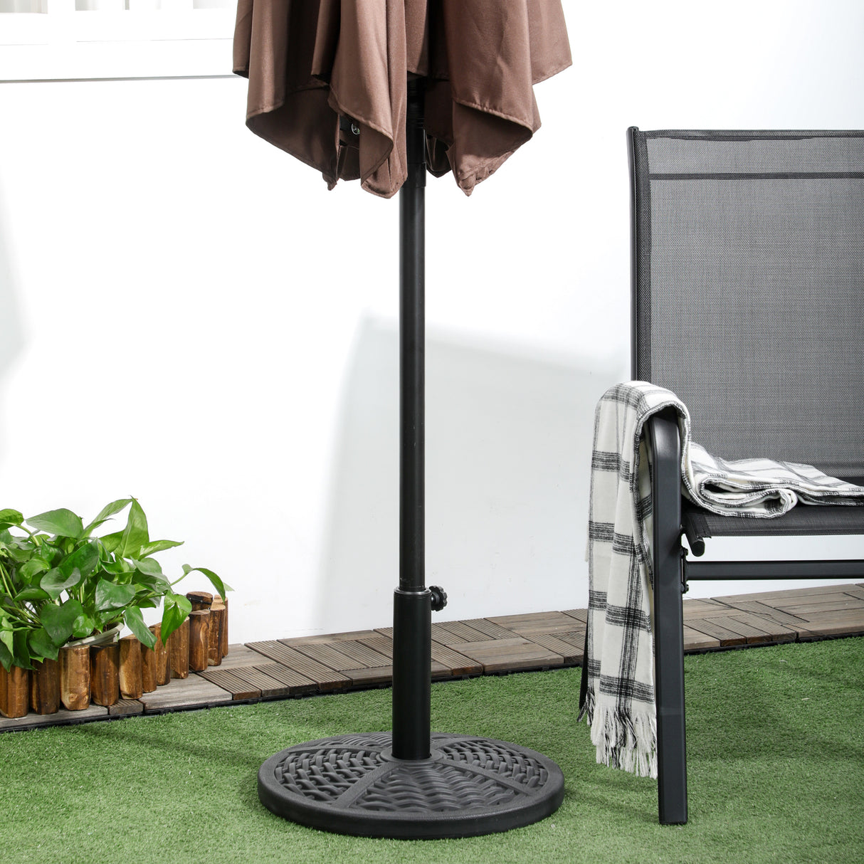 easycomfort easycomfort base per ombrellone da giardino rotonda effetto rattan 45cm peso da 9 5kg nero