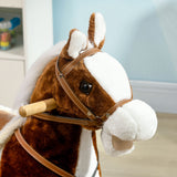 easycomfort easycomfort cavallino a dondolo per bambini da 3 6 anni in peluche con suoni 68x26x62cm marrone