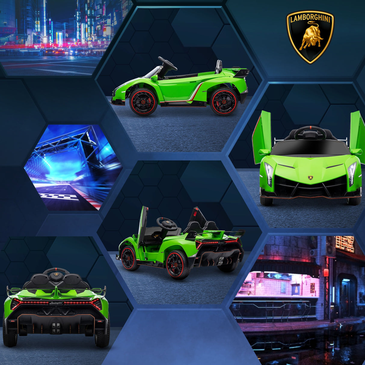 easycomfort easycomfort macchina elettrica per bambini lamborghini veneno 12v con telecomando eta 3 6 anni verde
