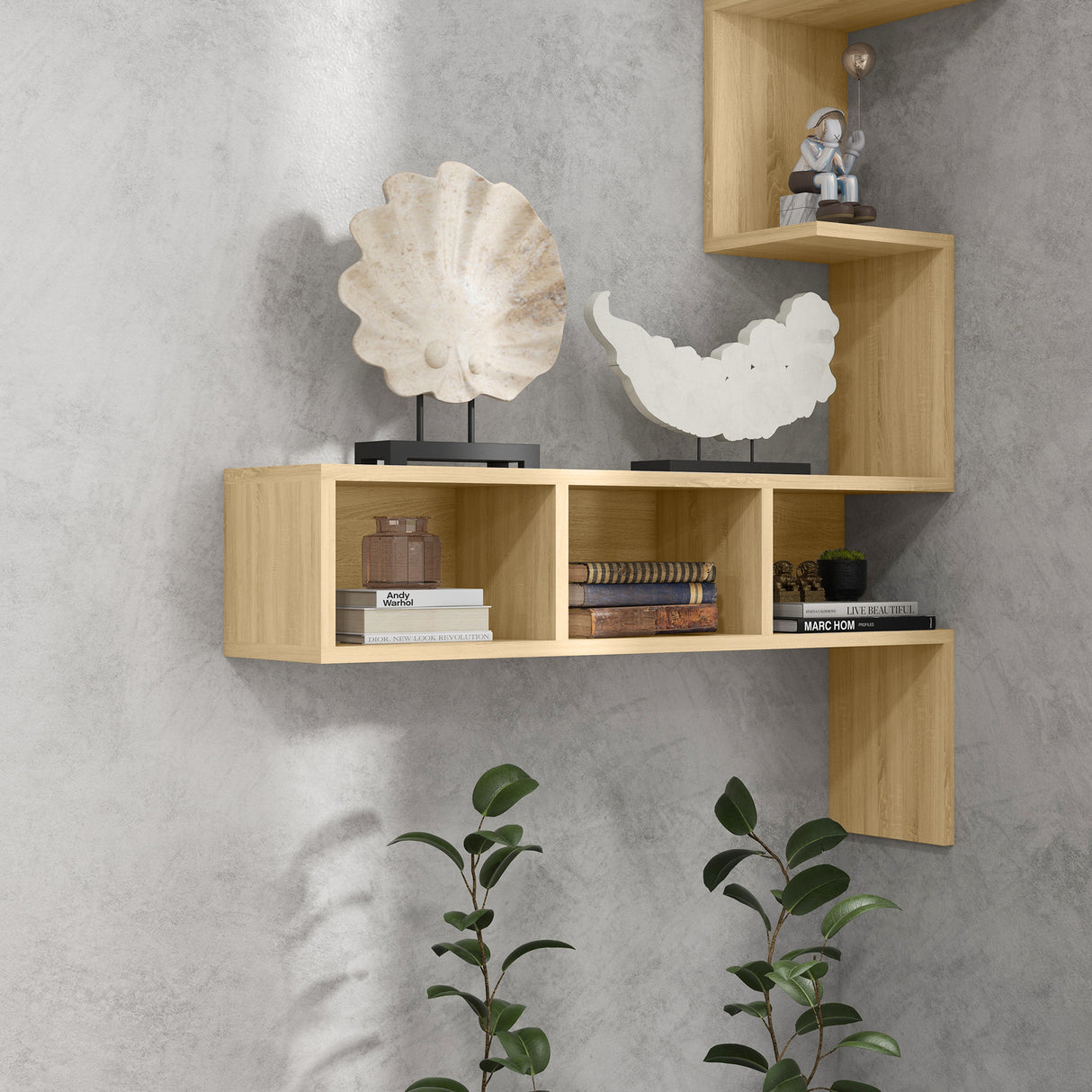 easycomfort easycomfort mensola portaoggetti in mdf con ripiani aperti per soggiorno e camera da letto 80x20x128 5 cm rovere