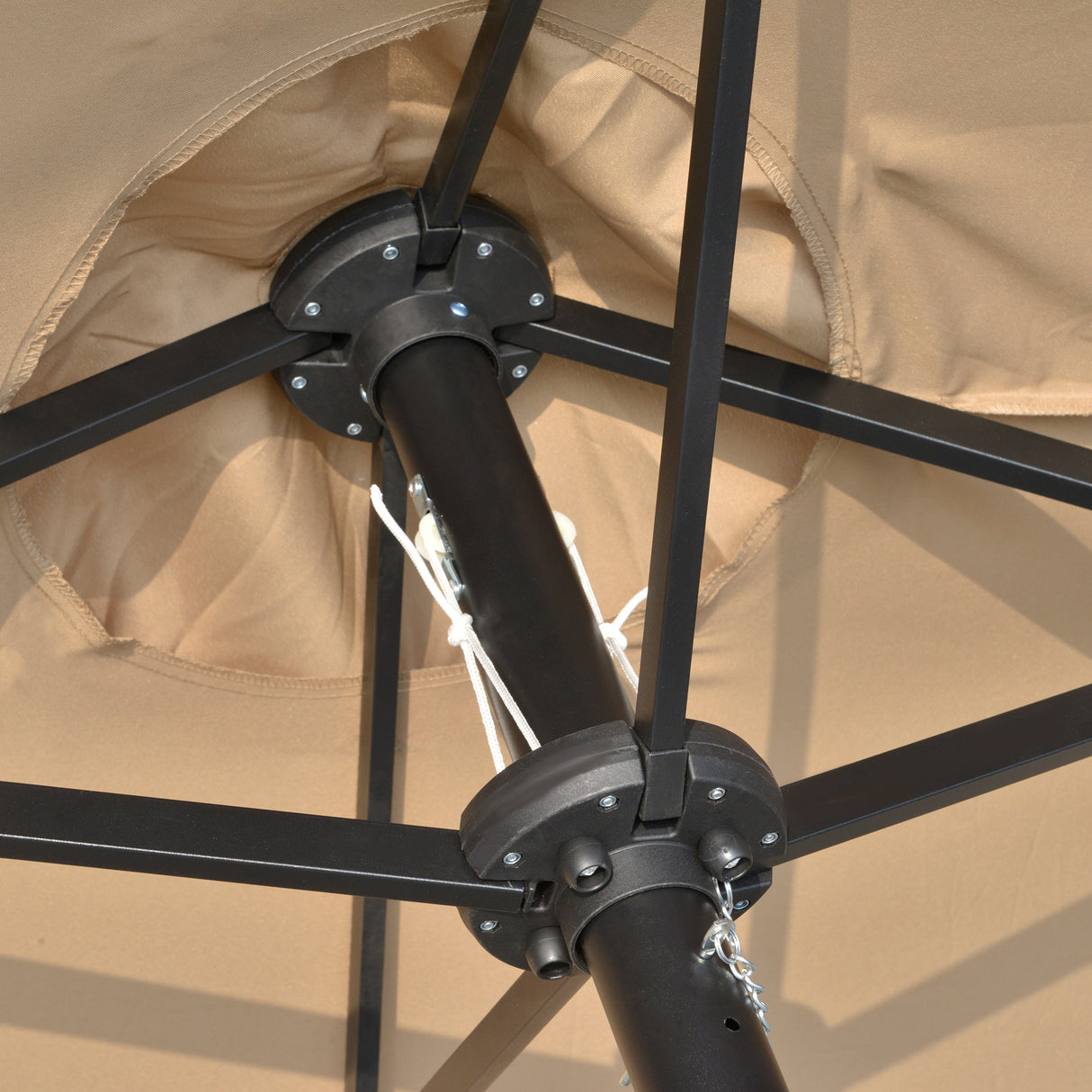 easycomfort easycomfort ombrellone da giardino doppio 4 5m con 48 luci led e manovella cachi