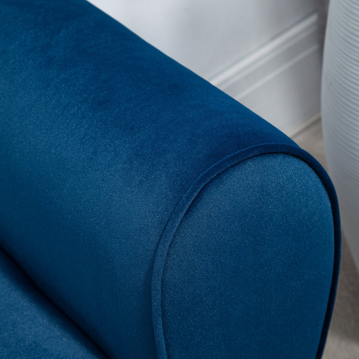 easycomfort easycomfort panca contenitore imbottita per interno in tessuto vellutato con braccioli 118x42x66cm blu