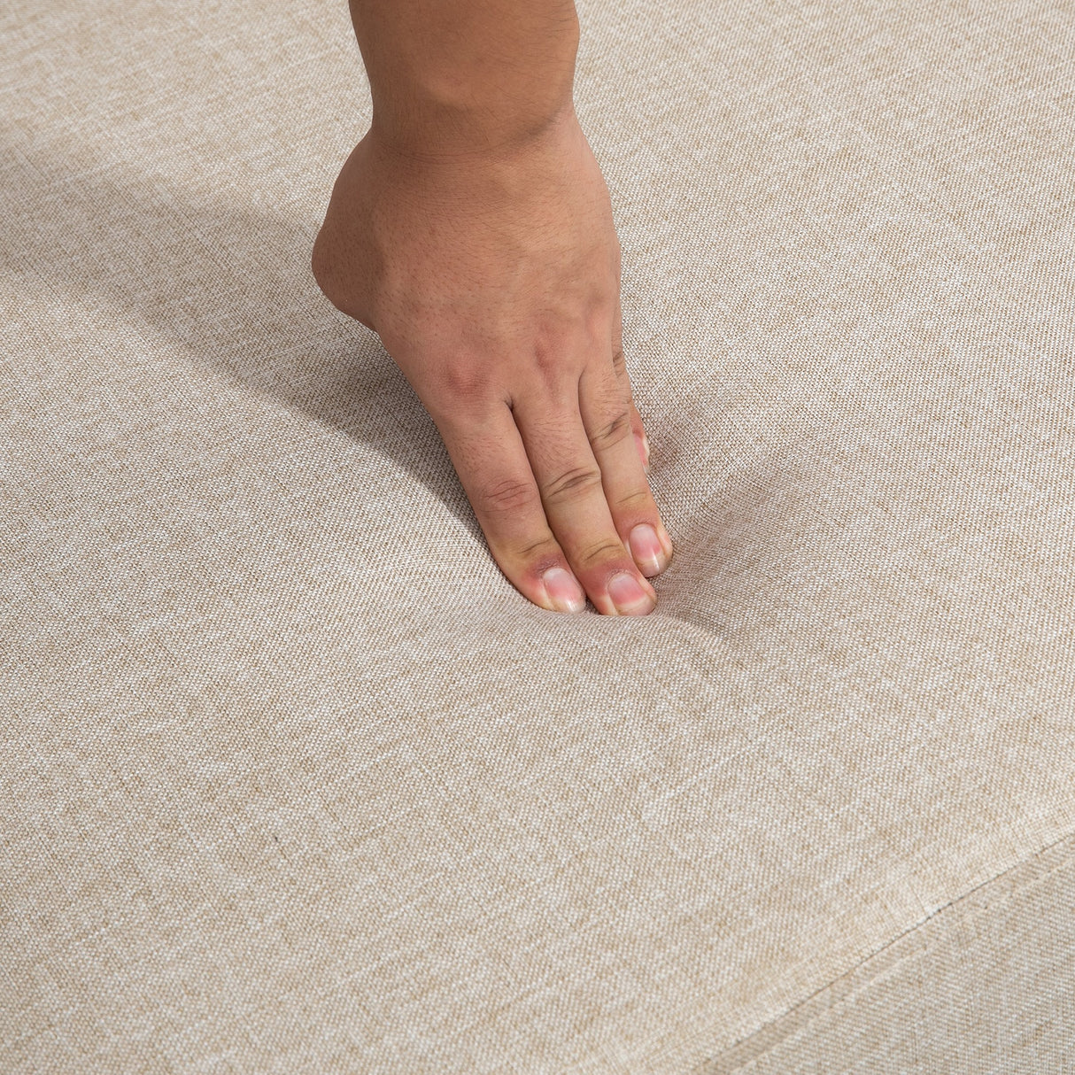 easycomfort easycomfort poltrona moderna in tessuto traspirante effetto lino con tasca interna 80x85x88 cm beige