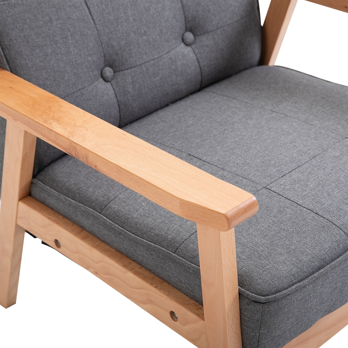 easycomfort easycomfort poltrona stile scandinavo imbottita e trapuntata a bottoni in tessuto e legno 64 5x70x74cm grigio ean 8055776913322