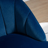 easycomfort easycomfort poltroncina da camera in velluto con gambe in acciaio dorate 65x64x77cm blu scuro
