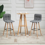easycomfort easycomfort set 2 sgabelli da bar con schienale e poggiapiedi seduta imbottita in tessuto e gambe in legno 41 5x47x97 5 grigio