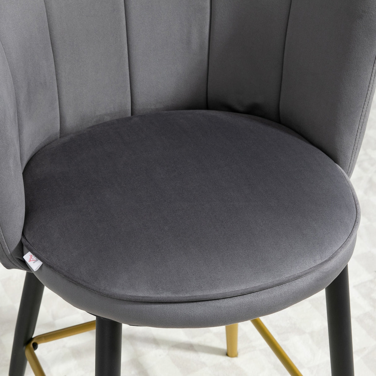 easycomfort easycomfort set da 2 sgabelli da bar vellutati con poggiapiedi e base in acciaio 59x52x90cm grigio