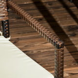 easycomfort easycomfort set da esterni in rattan pe con tavolo e 4 sedie con cuscini marrone