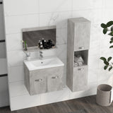 easycomfort easycomfort set mobili bagno da 4 pezzi con lavabo da 60cm mobiletto colonna bagno e specchiera in legno grigio