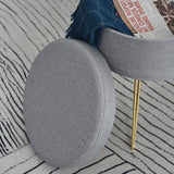 easycomfort easycomfort sgabello rotondo con vano contenitore in tessuto grigio e oro 36x36x45cm