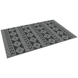easycomfort easycomfort tappeto moderno per esterni nero e grigio in pp con design reversibile e pieghevole 182x274 cm