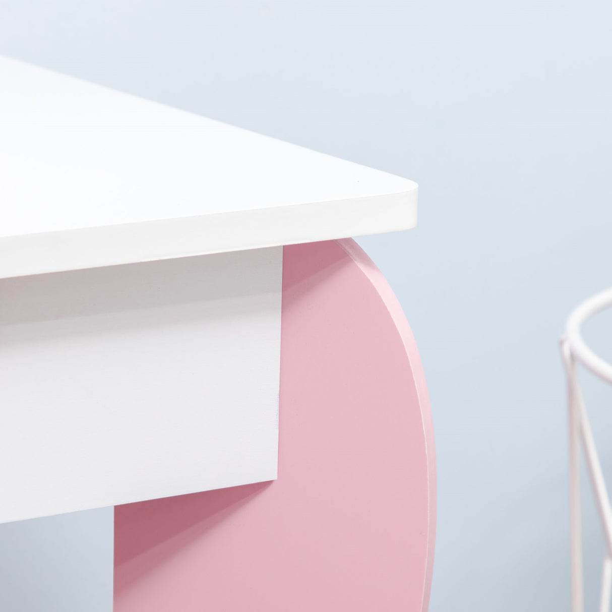 easycomfort easycomfortzonekiz set tavolo trucco con sgabello specchio e cassetto in mdf per bimbi 3 6 anni bianco e rosa