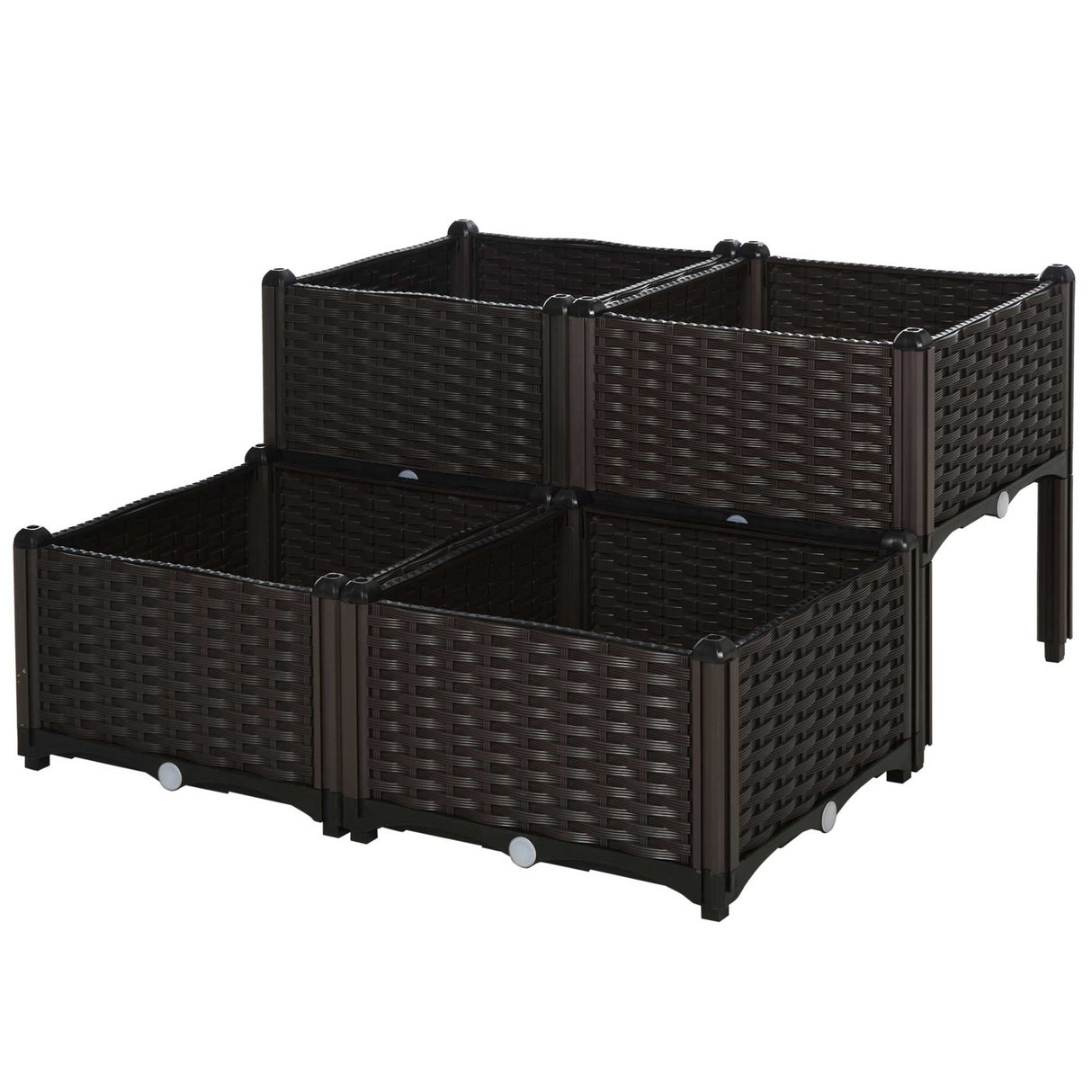 immagine-1-easycomfort-easycomfort-set-4-pezzi-fioriere-da-esterno-autoirriganti-rialzate-letto-da-giardino-rialzato-per-fiori-effetto-rattan-in-pp-marrone-ean-8054144131160