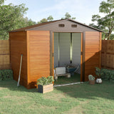 immagine-2-easycomfort-easycomfort-casetta-da-giardino-porta-attrezzi-in-acciaio-con-porte-scorrevoli-278x195x215cm-marrone