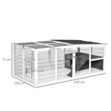 immagine-2-easycomfort-easycomfort-conigliera-da-esterno-con-casetta-e-recinto-in-legno-e-metallo-grigia