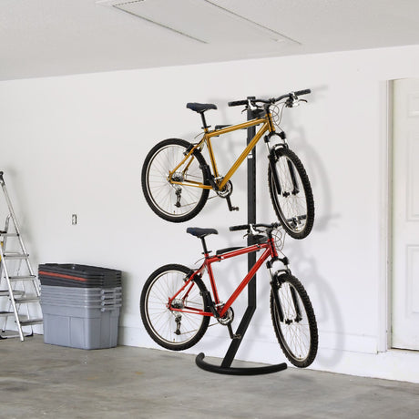 immagine-2-easycomfort-easycomfort-rastrelliera-verticale-portabiciclette-in-acciaio-nero-con-altezza-regolabile-per-2-biciclette-max-40-kg-ean-8054111845779