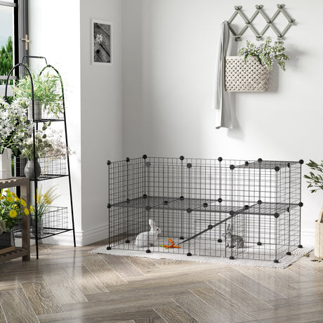 immagine-2-easycomfort-easycomfort-recinto-in-metallo-per-piccoli-animali-domestici-con-36-pannelli-di-metallo-da-montare-secondo-forma-e-configurazione-che-preferisci-e-con-porta-ean-8054111843362