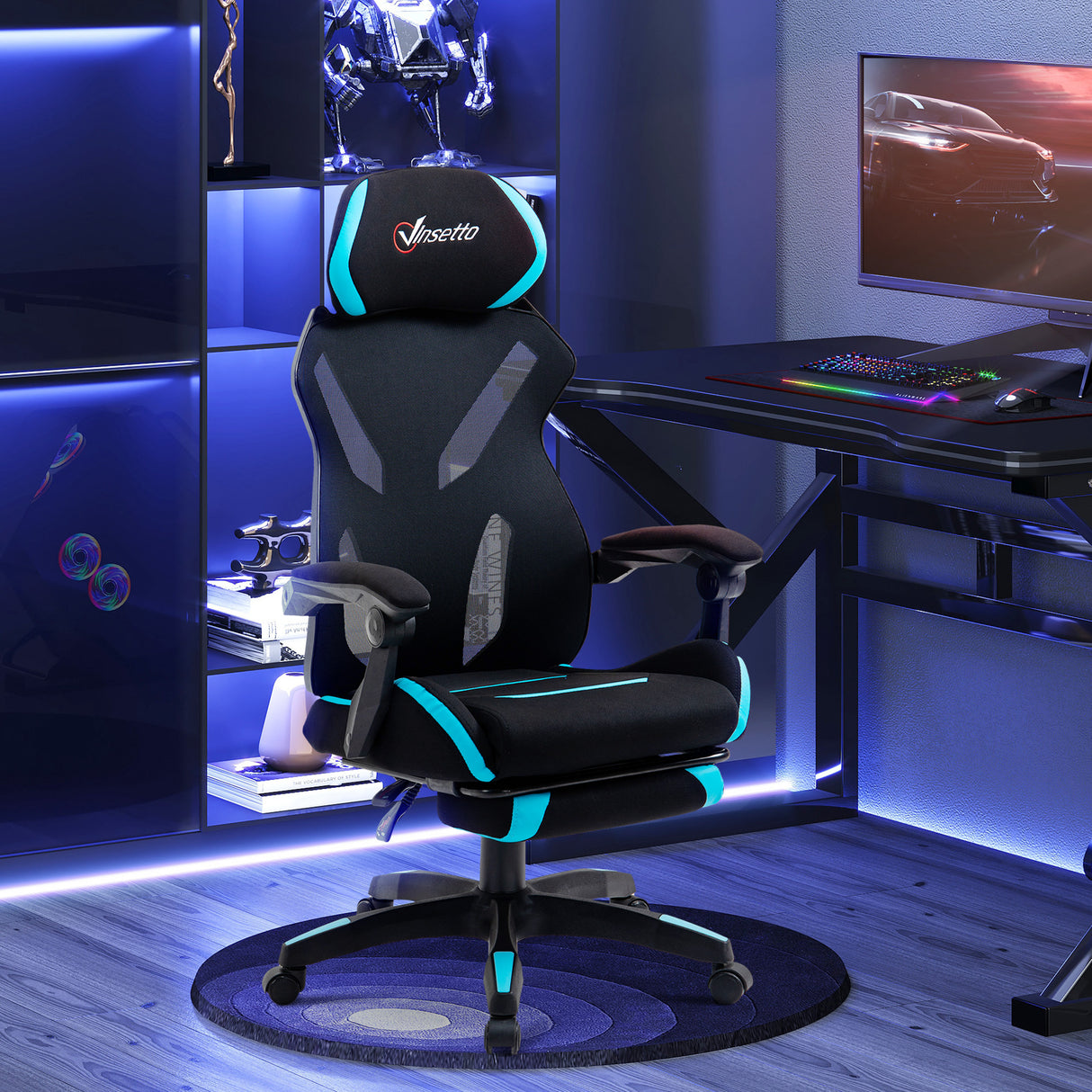 immagine-2-easycomfort-easycomfort-sedia-da-gaming-con-supporto-lombare-sedia-ufficio-ergonomica-con-altezza-regolabile-in-tessuto-nero-e-blu-65x65x119-129cm