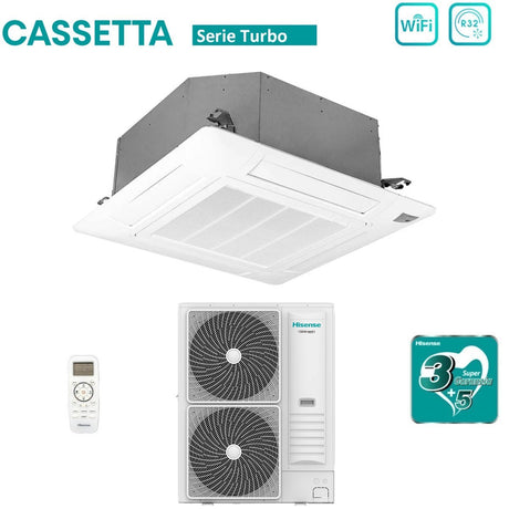 immagine-2-hisense-climatizzatore-condizionatore-hisense-inverter-a-cassetta-serie-turbo-36000-btu-auc105ur4rkc8-auw105u6rn8-r-32-wi-fi-optional-classe-aa-con-telecomando-e-pannello-incluso