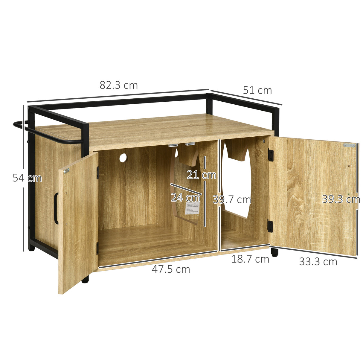immagine-3-easycomfort-easycomfort-mobile-lettiera-per-gatti-con-2-ante-e-ingresso-laterale-82-3x51x54cm-color-legno-e-nero