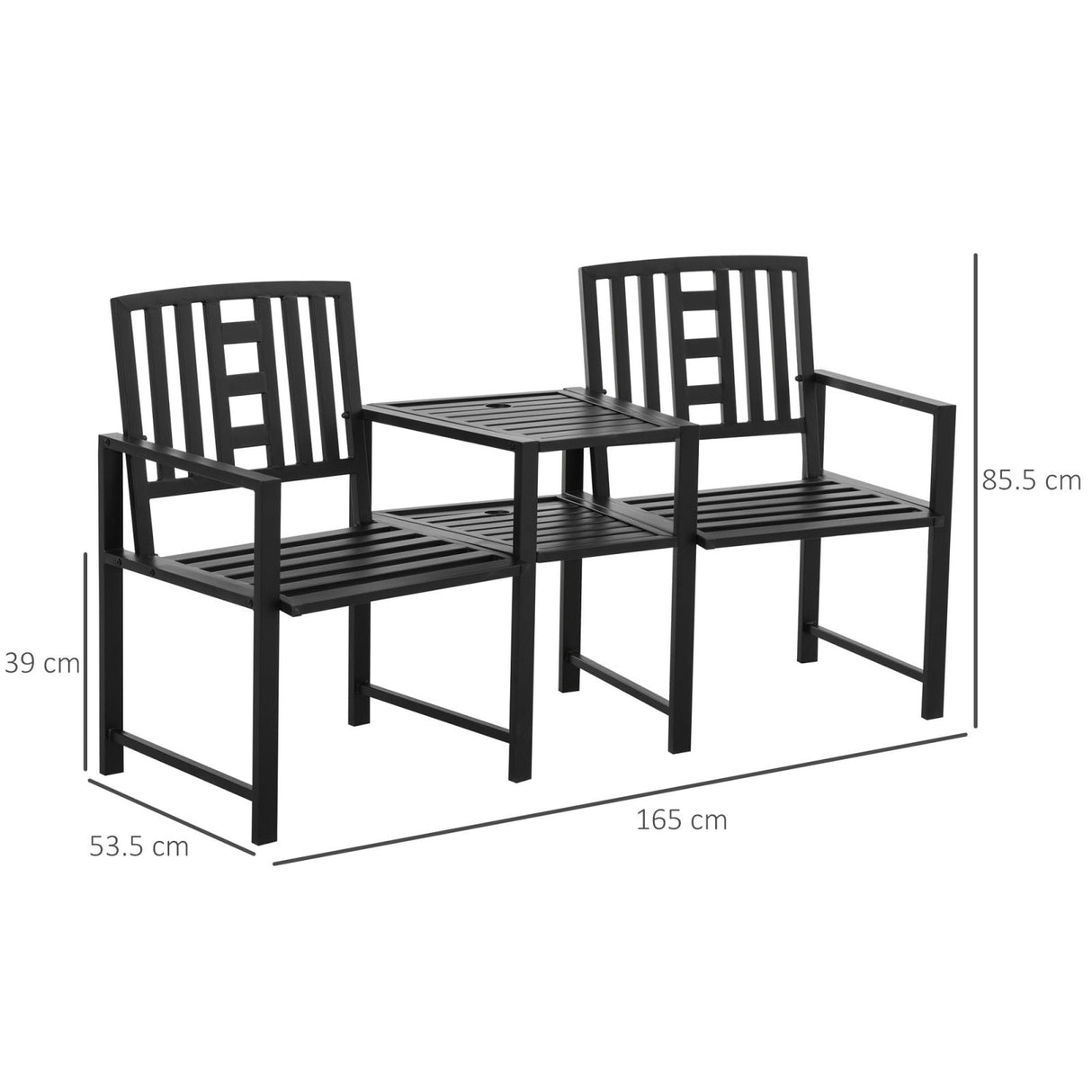 immagine-3-easycomfort-easycomfort-panchina-da-giardino-in-metallo-con-tavolino-e-foro-per-ombrellone-nero