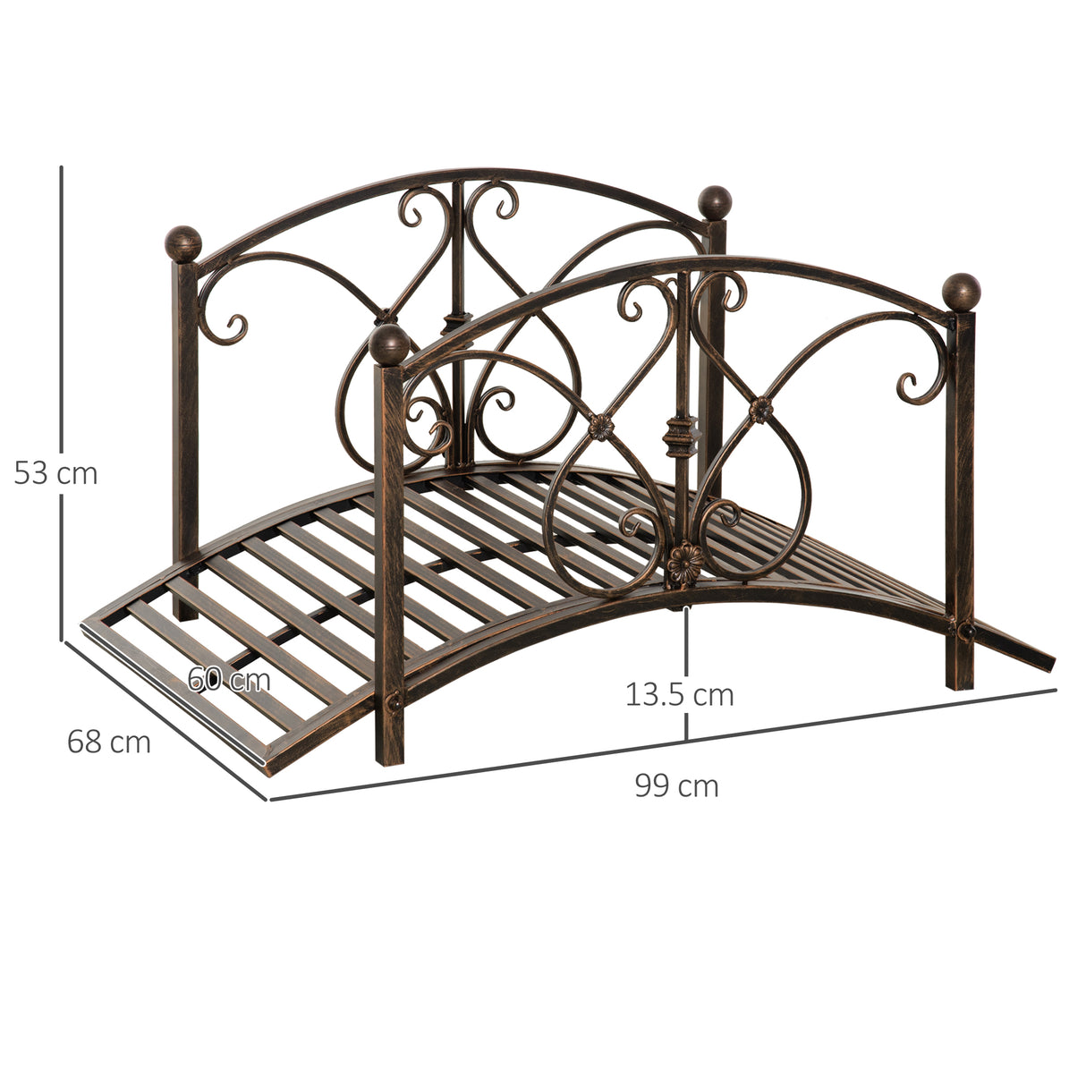 immagine-3-easycomfort-easycomfort-ponticello-da-giardino-vintage-con-elementi-floreali-in-metallo-99x68x53cm-nero