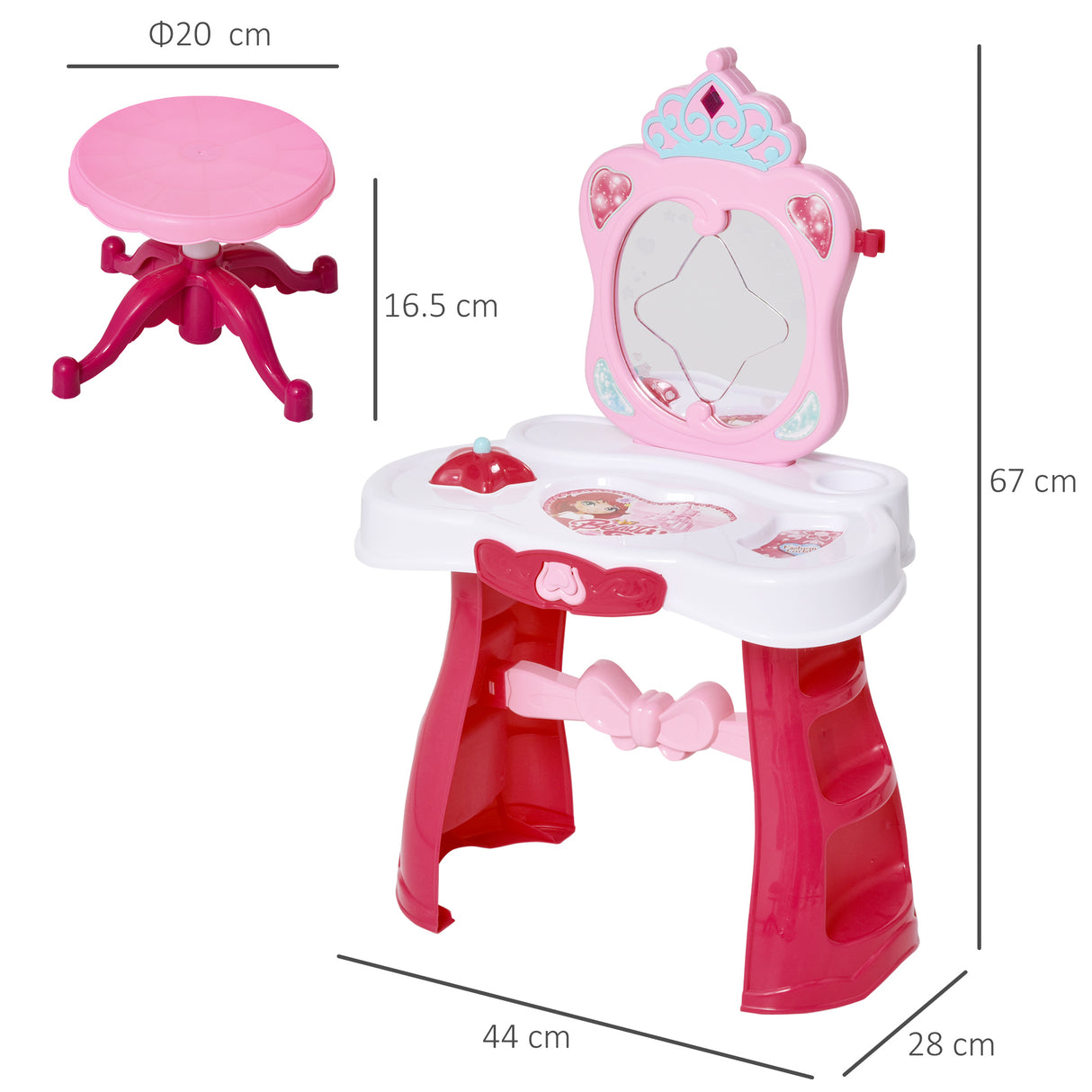 immagine-3-easycomfort-easycomfort-postazione-trucco-giocattolo-per-bambine-con-sgabello-luci-suoni-e-accessori-44x28x67-cm-bianca-e-rosa
