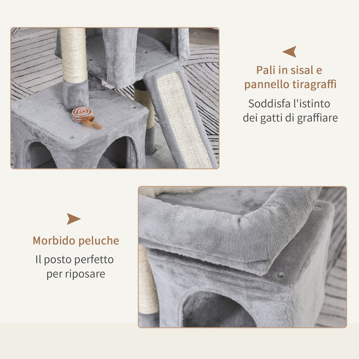 immagine-5-easycomfort-easycomfort-albero-tiragraffi-per-gatti-con-pali-in-sisal-lettino-e-2-casette-59x39x83cm-grigio