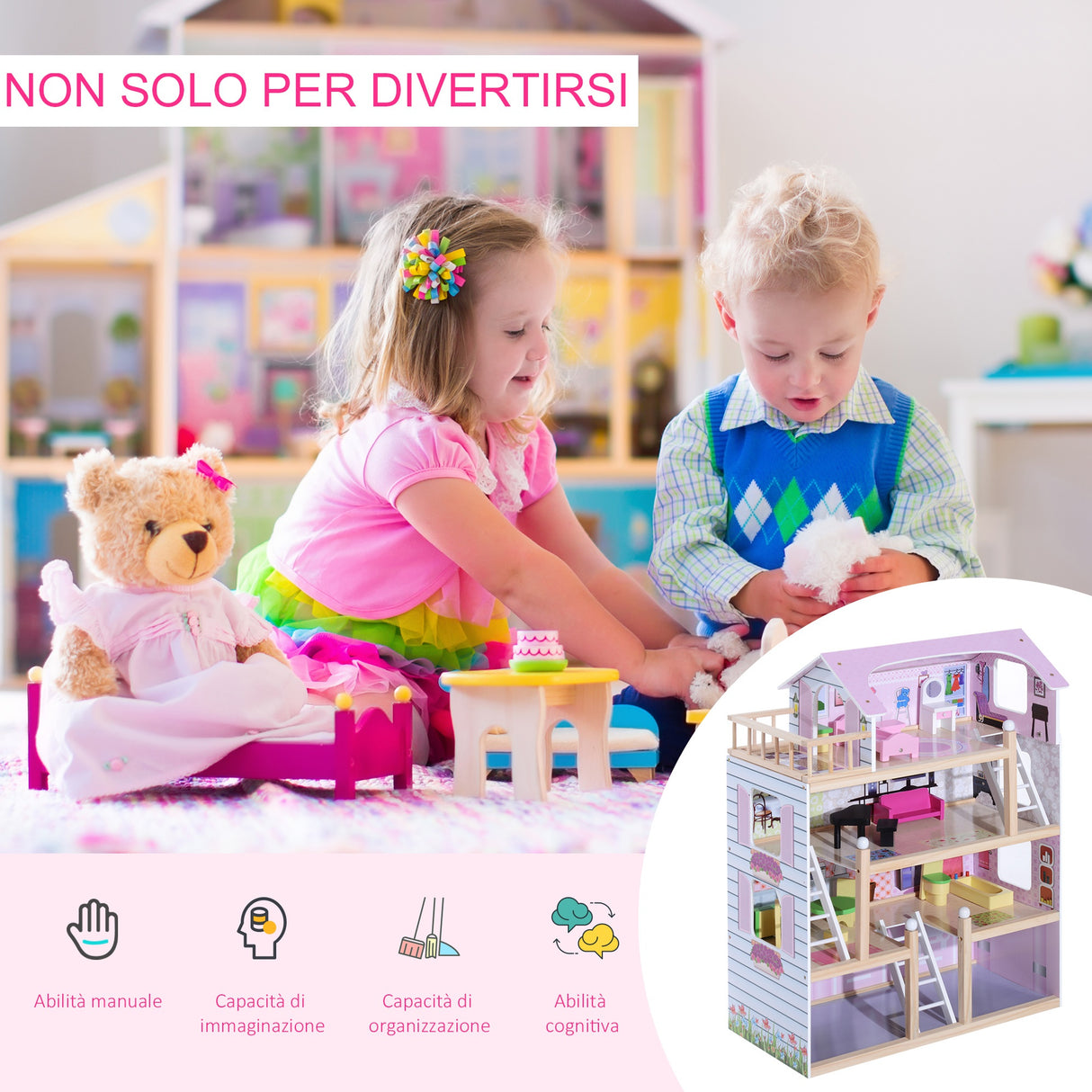 immagine-5-easycomfort-easycomfort-casa-delle-bambole-per-bambini-3-anni-in-legno-di-pino-e-mdf-a-4-piani-con-13-accessori-rosa-60x30x80-cm