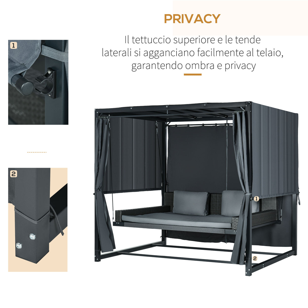 immagine-5-easycomfort-easycomfort-dondolo-letto-e-pergola-3-in-1-con-tetto-regolabile-e-tende-acciaio-e-rattan-pe-235x150x210cm-grigio-scuro